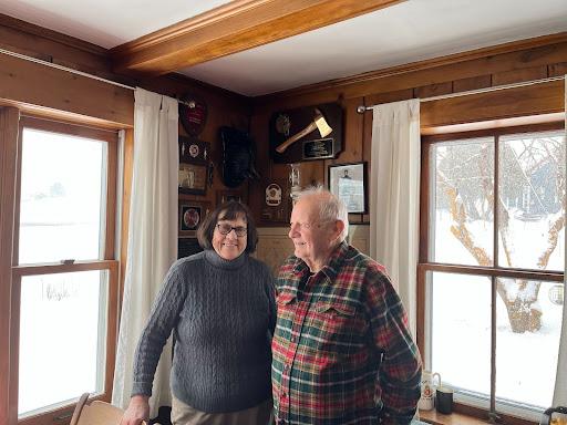 Eliott Morse & his wife Florence at their home in East Montpelier earlier this year.